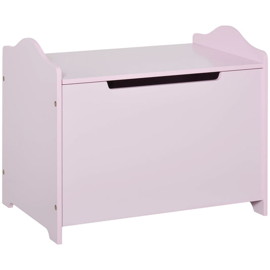 Wooden Kids Toy Box Children Storage Organizer Chest Safety Hinge Playroom Furniture Pink