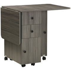 Multi-Storage Six-Person Drop Leaf Dining Table - Grey