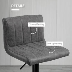 Adjustable Barstools Set of 2, Swivel Counter Bar Chairs, Bar Stools with Footrest, PU Leather, Gas Lift, Grey