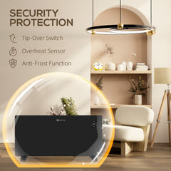 Fynco - 2000W Electric Convector Heater, Freestanding or Wall Mounted, Space Heater with Adjustable Thermostat, Timer, Black