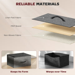 Chest of Four Fabric Drawers - Charcoal Grey