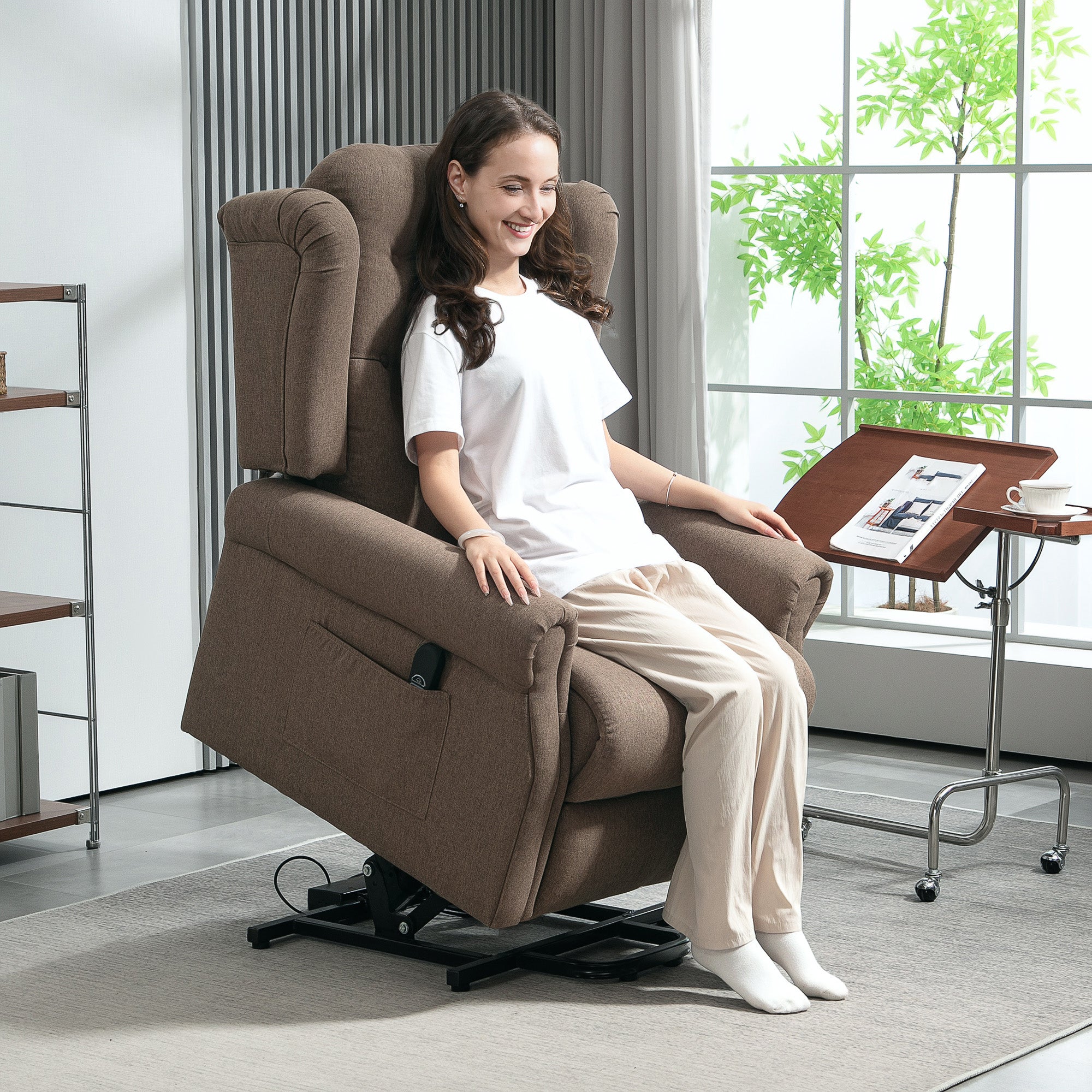 45° Lifting Riser and Recliner Armchair - Dark Brown