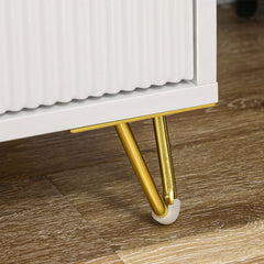 Set of 2 Elegant Chest of Three Drawers - White/Gold-Tone