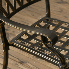 5-Piece Outdoor Furniture Dining Set, Cast Aluminum Conversation Set Includes 4 Chairs and Φ90cm Round Table with Φ50mm Umbrella Hole for Patio Garden Deck, Flower Design