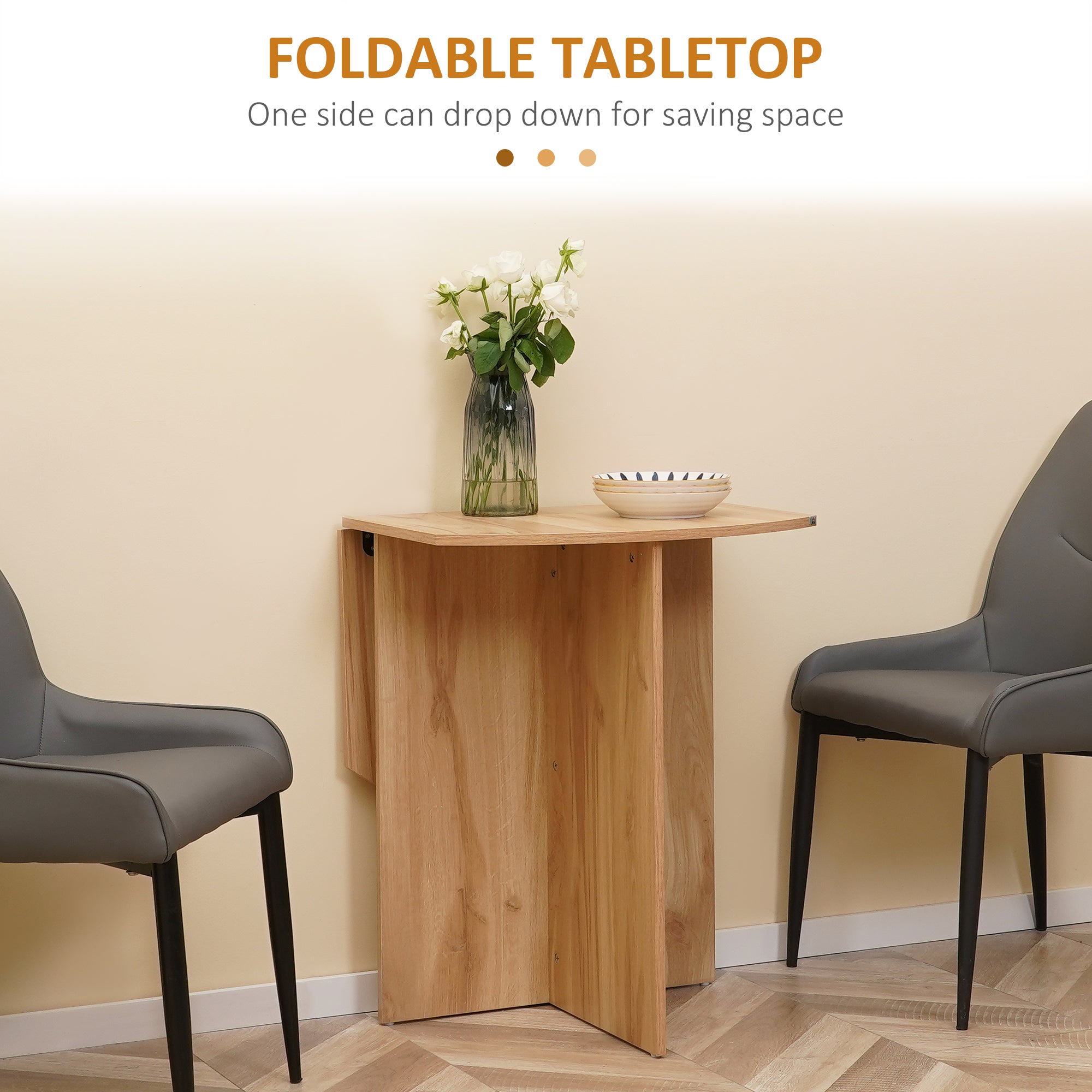 Four-Person Drop Leaf Dining Table - Wood-Effect