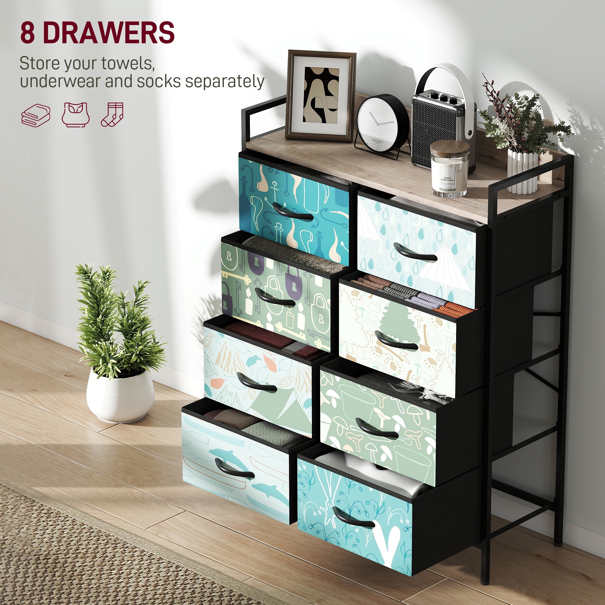 8-Drawer Chest of Drawers - Blue