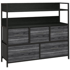 Rustic Chest of Five Fabric Drawers - Black