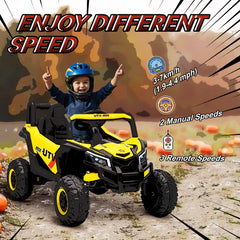 AIYAPLAY 12V Kids Ride On Car with Remote Control, Kids Electric Car with Suspension System, Music, for Kids 3-5 Years, Yellow
