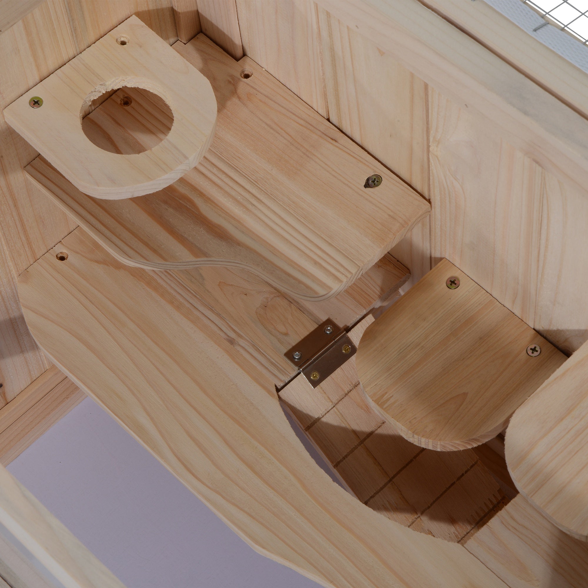 Wooden Hamster Cage Mouse Mice Rodent Small Animals Hutch Exercise Play House 60 x 35 x 42cm, Natural Wood Finish