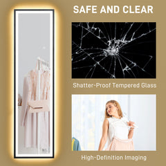 150 x 40cm Full Length Mirror, with Adjustable Lights - Black