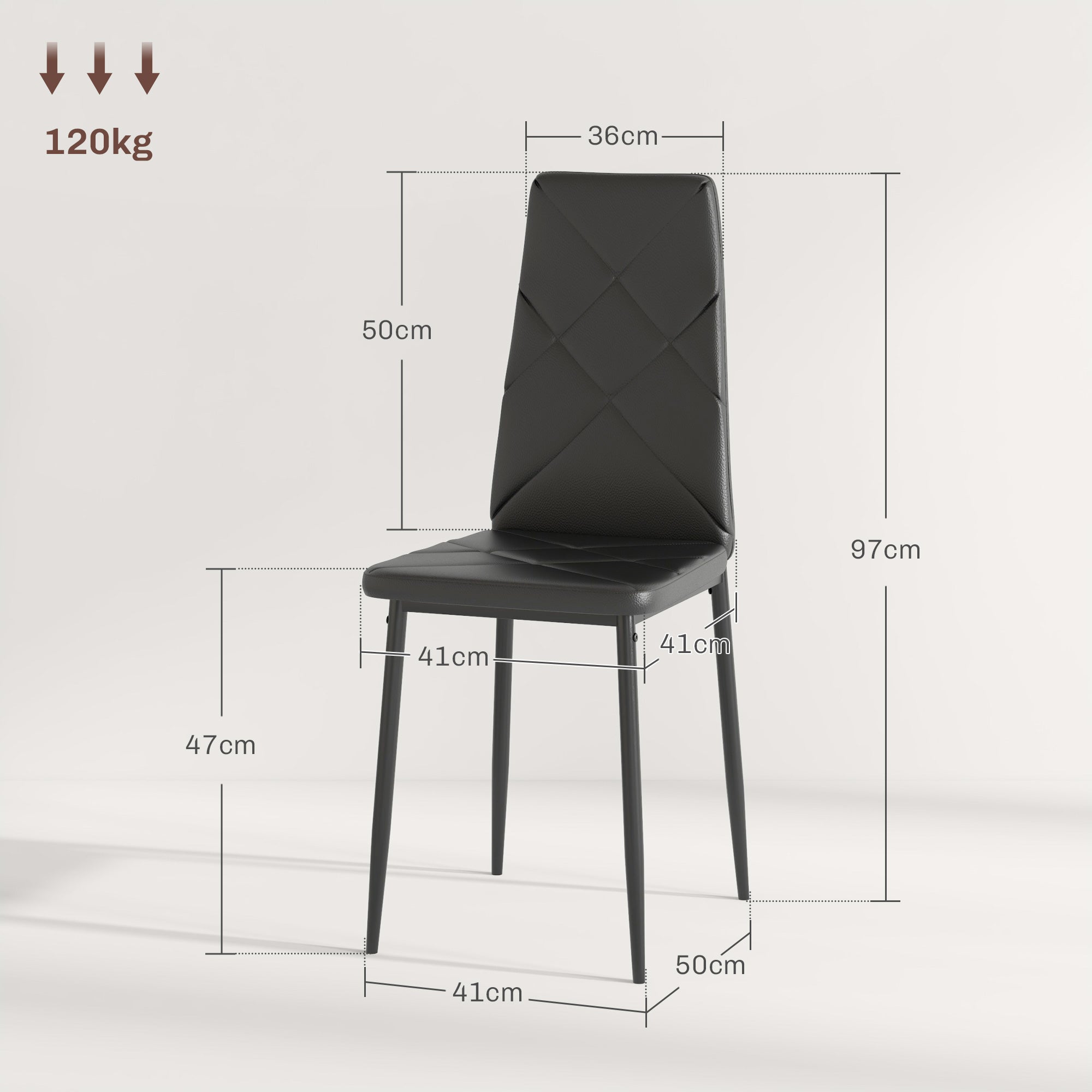 Set of 6 Faux Leather Dining Chairs - Black