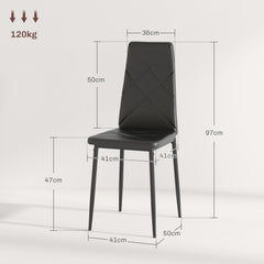 Set of 6 Faux Leather Dining Chairs - Black