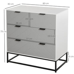Chest of Drawers with Metal Handles Freestanding Dresser for Bedroom, Living Room