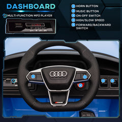 Audi Licensed 12V Kids Electric Ride-On, with Remote Control, Suspension System, Lights, Music, Motor - Blue