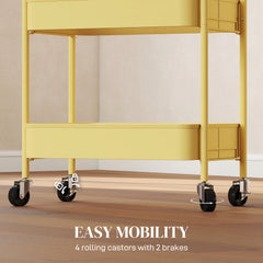 Three-Tier Steel Storage Trolley - Yellow