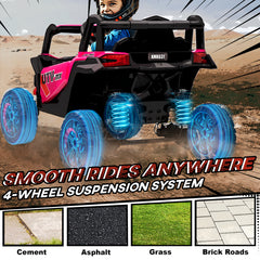 AIYAPLAY 12V Kids Ride On Car with Remote Control, Kids Electric Car with Suspension System, Music, for Kids 3-5 Years, Pink