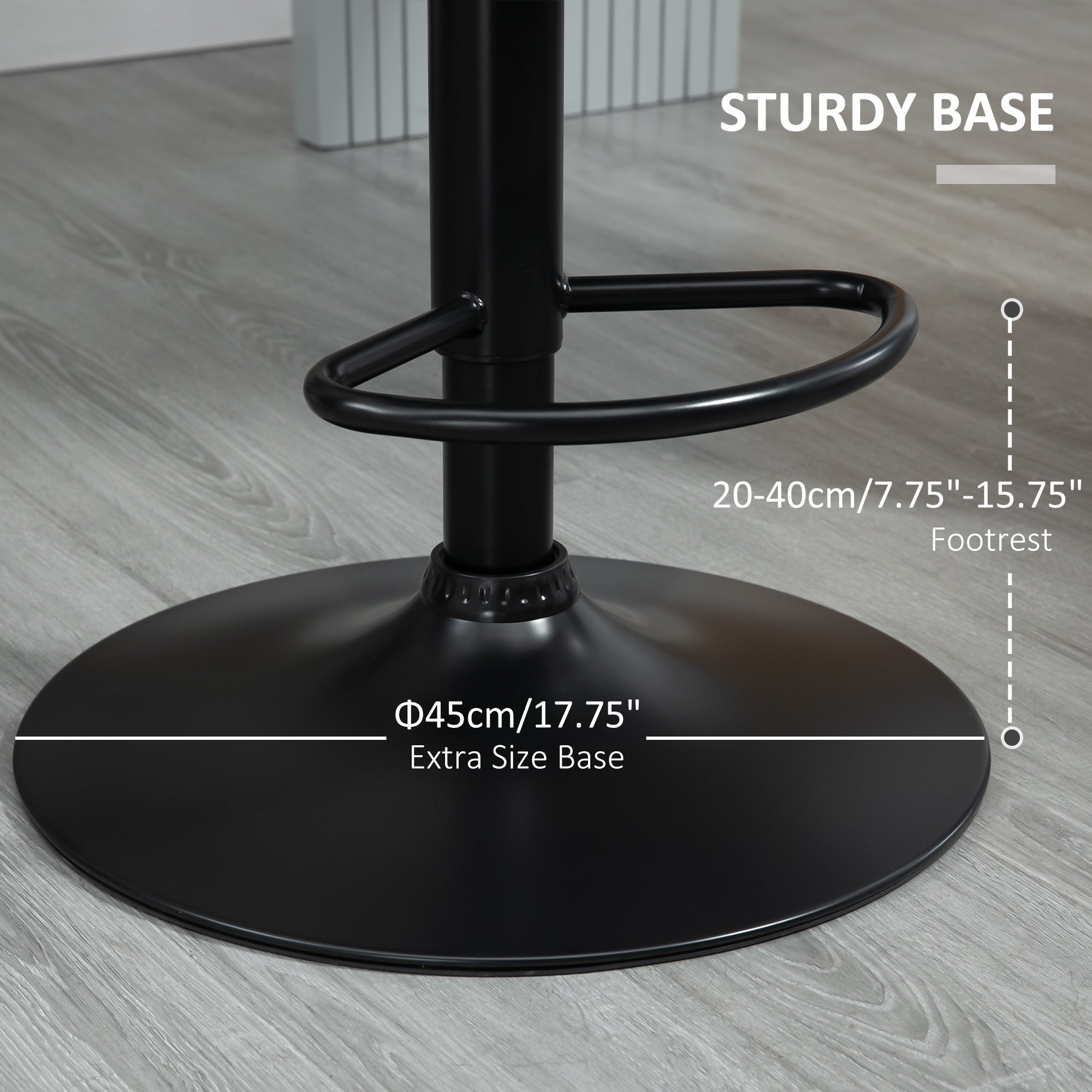Bar Stools Set Of 2, Luxurious Velvet-Touch Barstools with Metal Frame Footrest Round Base Triangle Indenting Moulded Seat Adjustable Height Swivel Grey