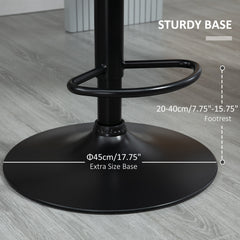 Bar Stools Set Of 2, Luxurious Velvet-Touch Barstools with Metal Frame Footrest Round Base Triangle Indenting Moulded Seat Adjustable Height Swivel Grey