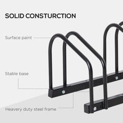 Bike Stand Parking Rack Floor or Wall Mount Bicycle Cycle Storage Locking Stand (3 Racks, Black)