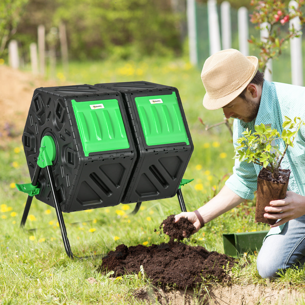 130L Double Chamber Composter - Black