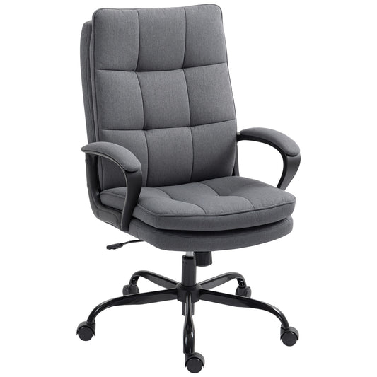 Fynco - Double Padded Linen-Look Office Chair - Charcoal Grey