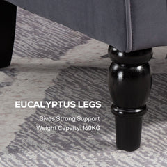 Wingback Accent Chair, Retro Upholstered Button Tufted Occasional Chair for Living Room and Bedroom, Charcoal Grey