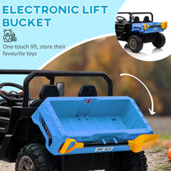 12V 2 Seater Kids Electric Ride-On Car with Electric Bucket, Remote Control - Blue