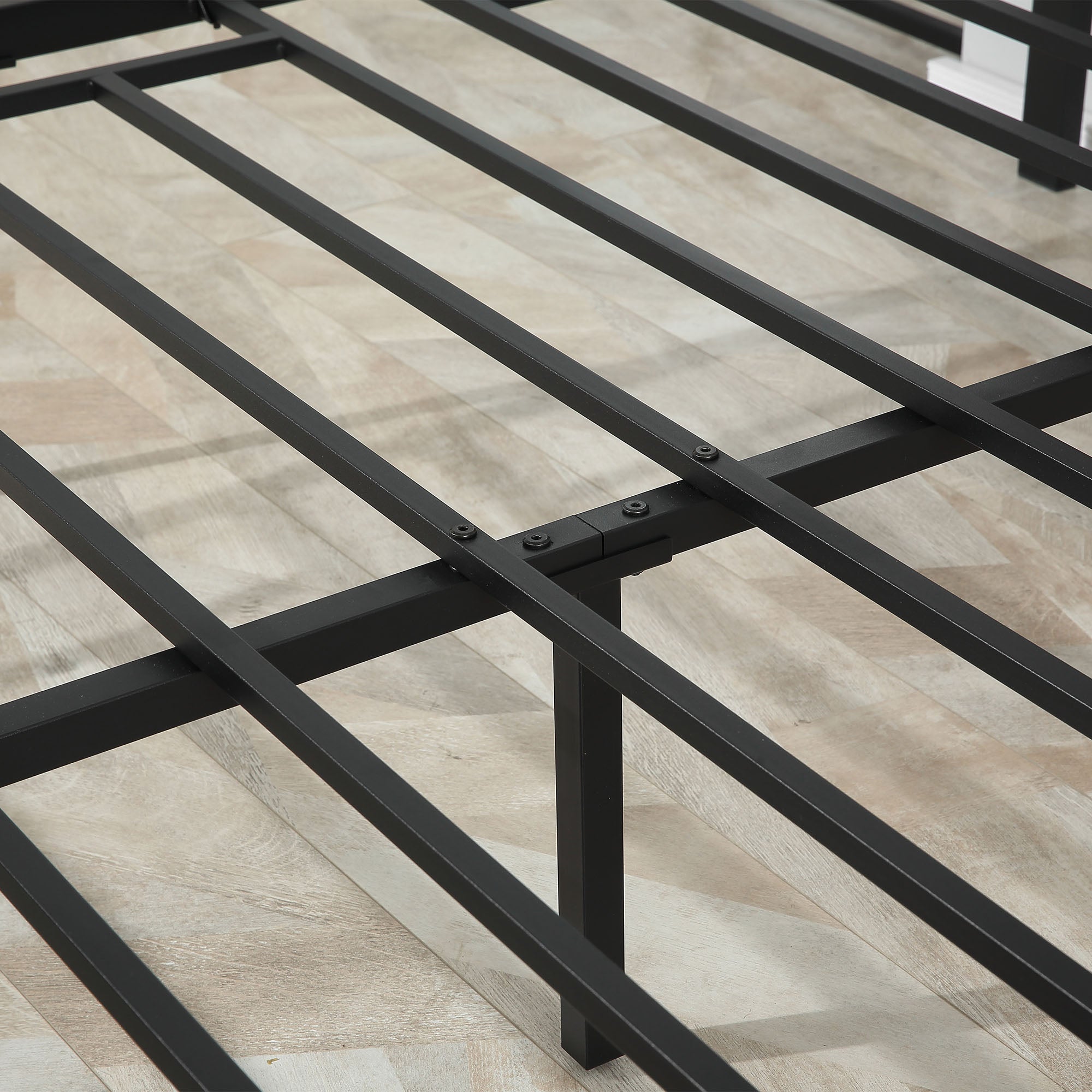 King Size Metal Bed Frame with Headboard & Footboard, Strong Slat Support Full Bed Frame w/ Underbed Storage Space, Bedroom Furniture For Adults