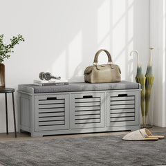 Fynco - 3-Drawer Shoe Storage Bench - Grey