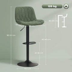Set of Two Linen-Look Bar Stools - Green
