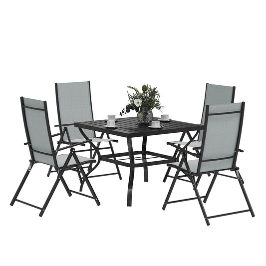 Five-Piece Steel Frame Patio Set - Grey/Black