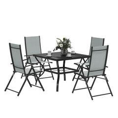 Five-Piece Steel Frame Patio Set - Grey/Black