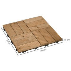 27 Pcs Wooden Interlocking Decking Tiles, Outdoor Flooring Tiles for Patio, Balcony, Terrace, Hot Tub, 30 x 30 cm per Piece, 2.5㎡ per Pack, Brown