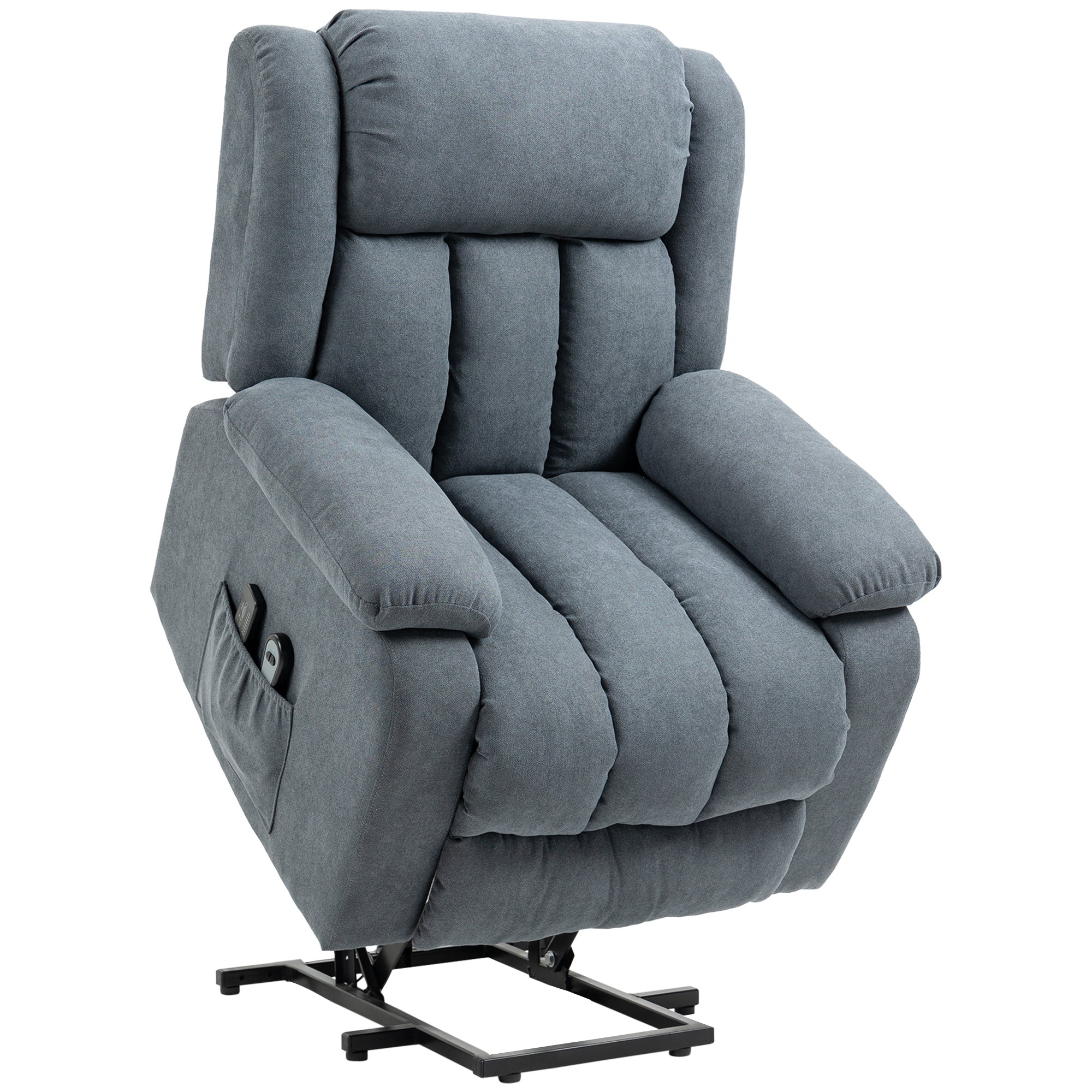 Oversized Riser and Recliner Chairs for the Elderly with 8 Vibration Massage, Large Fabric Upholstered Lift Chair for Living Room with Remote Control, Side Pocket, Footrest, Dark Grey