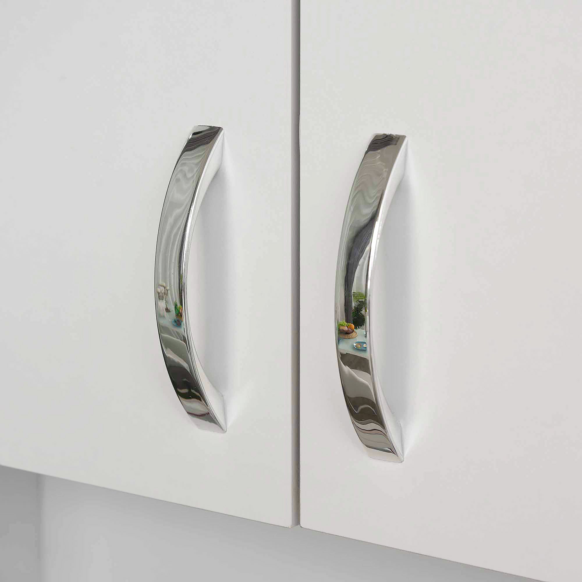 Free standing Kitchen Cupboard, Storage Cabinet with Doors and Sheleves, 3 drawers and Open Space, Adjustable Height Storage Unit, White