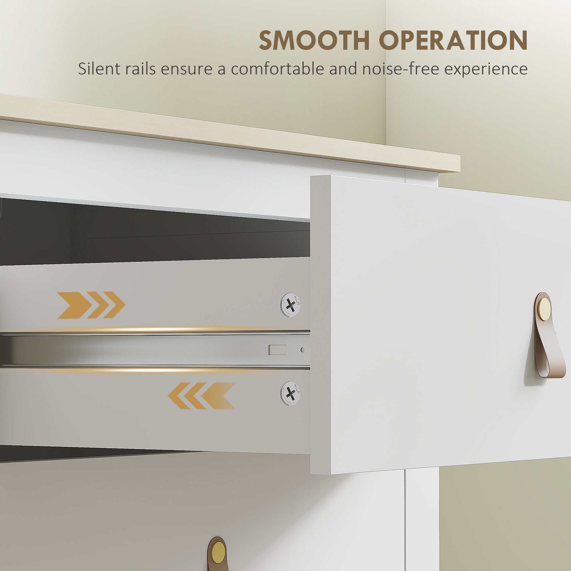 Bedroom Chest of Drawers, Modern 4 Drawer Dresser Cabinet with PU Leather Handles and Metal Runners for Living Room, Hallway, Entryway, White