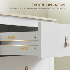 Bedroom Chest of Drawers, Modern 4 Drawer Dresser Cabinet with PU Leather Handles and Metal Runners for Living Room, Hallway, Entryway, White