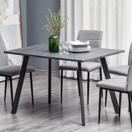 Dining Table, Contemporary Rectangle Kitchen Table with Metal Legs and Spacious Tabletop for Dining Room, Living Room, Dark Grey