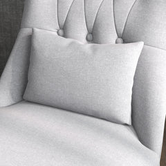 Fabric Single Sofa, Tub Chair, Upholstered Bedroom Chair with Pillow, Solid Wood Leg for Home, Living Room, Dining Room, Set of 2, Grey