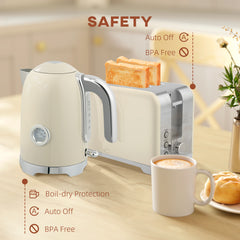 Fynco - Retro Toaster and Kettle Set - Cream