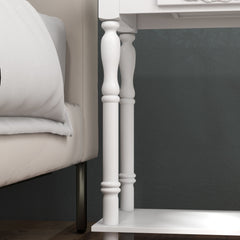 Console Table Modern Sofa Side Desk with Storage Shelves Drawers for Living Room Entryway Bedroom White