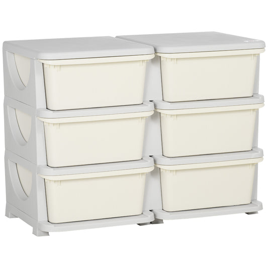 Kids Storage Unit, with Six Drawers - Cream