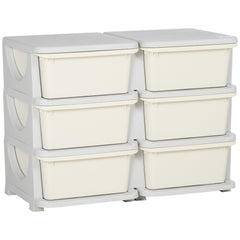 Kids Storage Unit, with Six Drawers - Cream