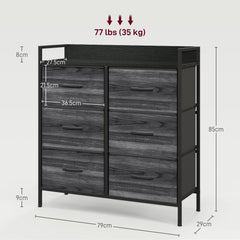 Rustic Chest of Six Fabric Drawers - Black