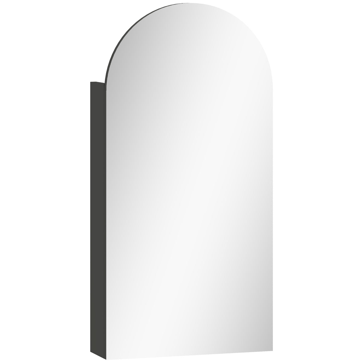 Fynco - Arched Bathroom Mirror Cabinet with Adjustable Glass Shelves - Black