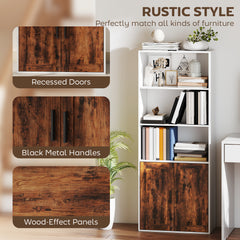 Fynco - 5-Tier Bookcase with Adjustable Shelf - Rustic Brown