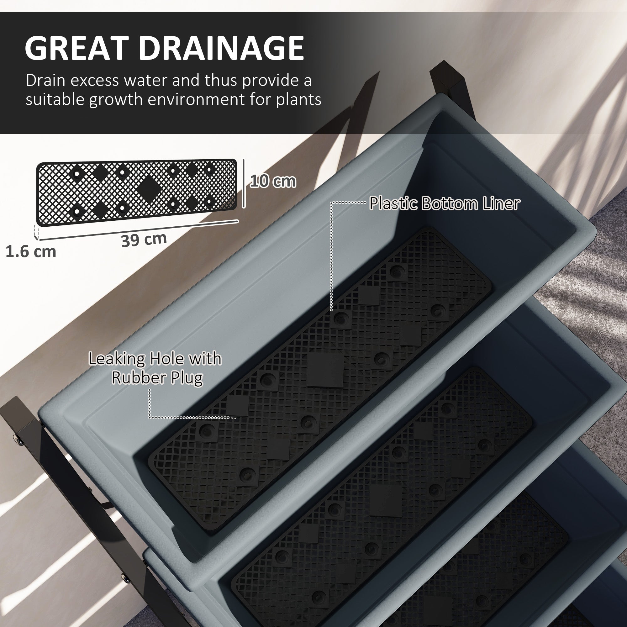 Fynco - 5-Tier Raised Garden Bed, Vertical Ladder Plant Stand with 5 Removable Boxes, Drainage Holes and Plugs, Indoor Outdoor Elevated Flower Herb Growing Box for Garden Patio Balcony, Grey