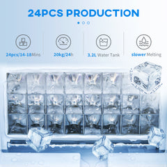 3.2L Compact Ice Machine, with LCD Screen and Accessories - Silver-Tone