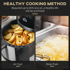 4L Air Fryer, 1300W Air Fryer Oven with Digital Touch Display, Rapid Air Circulation, 12 Cooking Programs, Adjustable Temperature, Timer, Nonstick Basket for Oil Less or Low Fat Cooking, Black