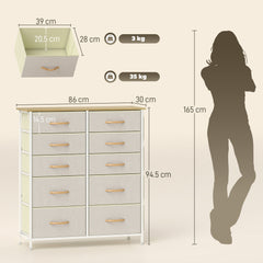 Chest of Ten Fabric Drawers - Beige